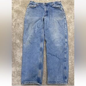 Vintage‎ Carhartt Jeans Flannel Lined Made In USA 38 X 32 Distressed B21DST